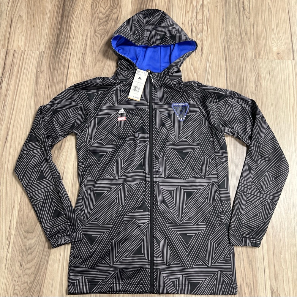 Adidas Marvel Black Panther Full Zip Hoodie Youth Size XL HM2742 $90 NWT